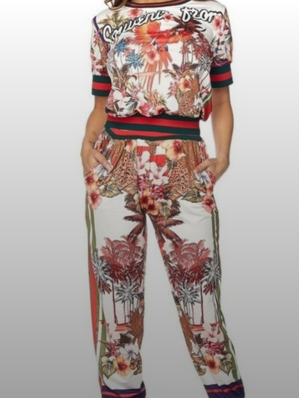 Floral Print Jogger Set - Gucci Vibes